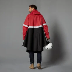 BTWIN PONCHO PLUIE VISIBILITE NUIT VELO VILLE 540 NOIR ROUGE -Vélo Matériel Magasin poncho pluie visibilite nuit velo ville 540 noir rouge 2