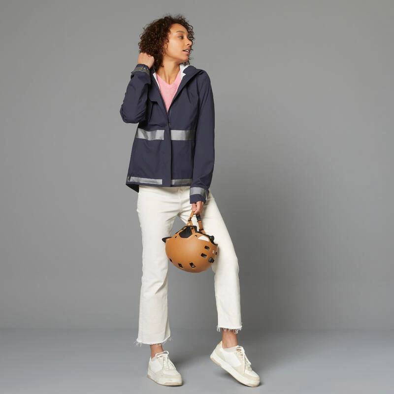 BTWIN VESTE PLUIE VELO VILLE VISIBILITE NUIT 540 FEMME BLEU MARINE 4 BTWIN VESTE PLUIE VELO VILLE VISIBILITE NUIT 540 FEMME BLEU MARINE – Image 2